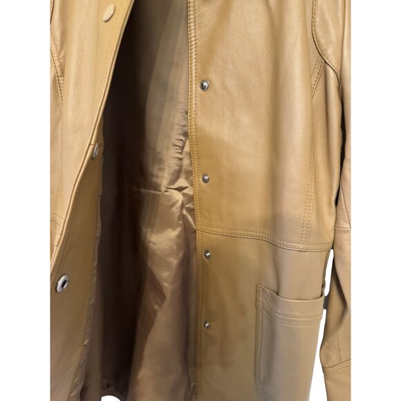 Reaction Kenneth Coal G.III Apparel Womens Tan Leather Coat Size L - Picture 3 of 11